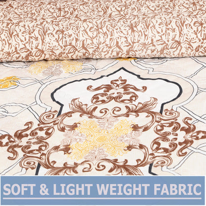 Premium Reversible Comforter for AC | Soft, Breathable & Fade-Resistant Bedding Set Beige Brown Royal Print