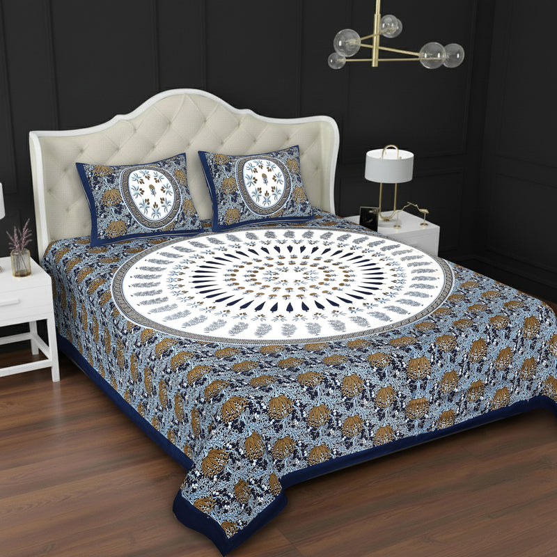 MAGICAL 240 TC King Size Cotton Flat Bedsheet with 2 Pillow Covers (Multicolor) (Copy) (Copy)