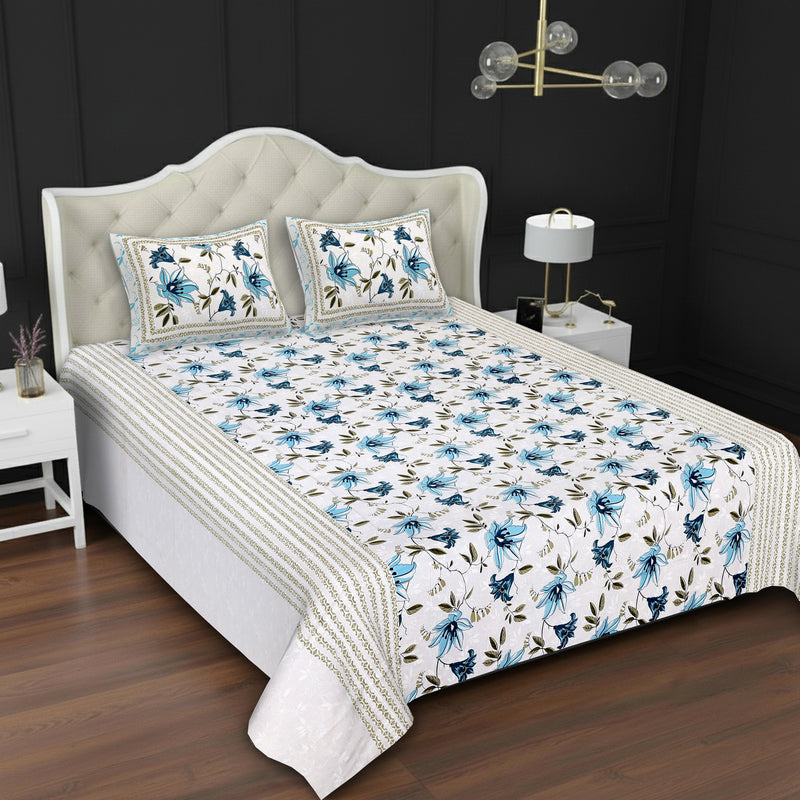 MAGICAL 240 TC King Size Cotton Flat Bedsheet with 2 Pillow Covers (Multicolor)