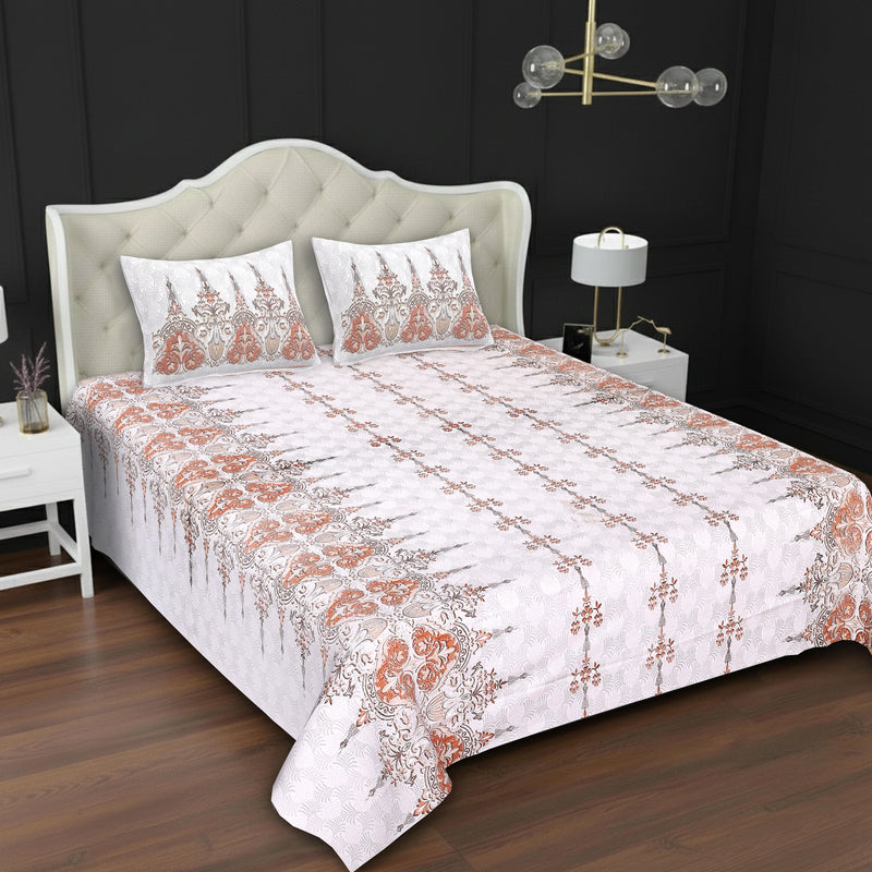 MAGICAL 240 TC King Size Cotton Flat Bedsheet with 2 Pillow Covers (Multicolor)