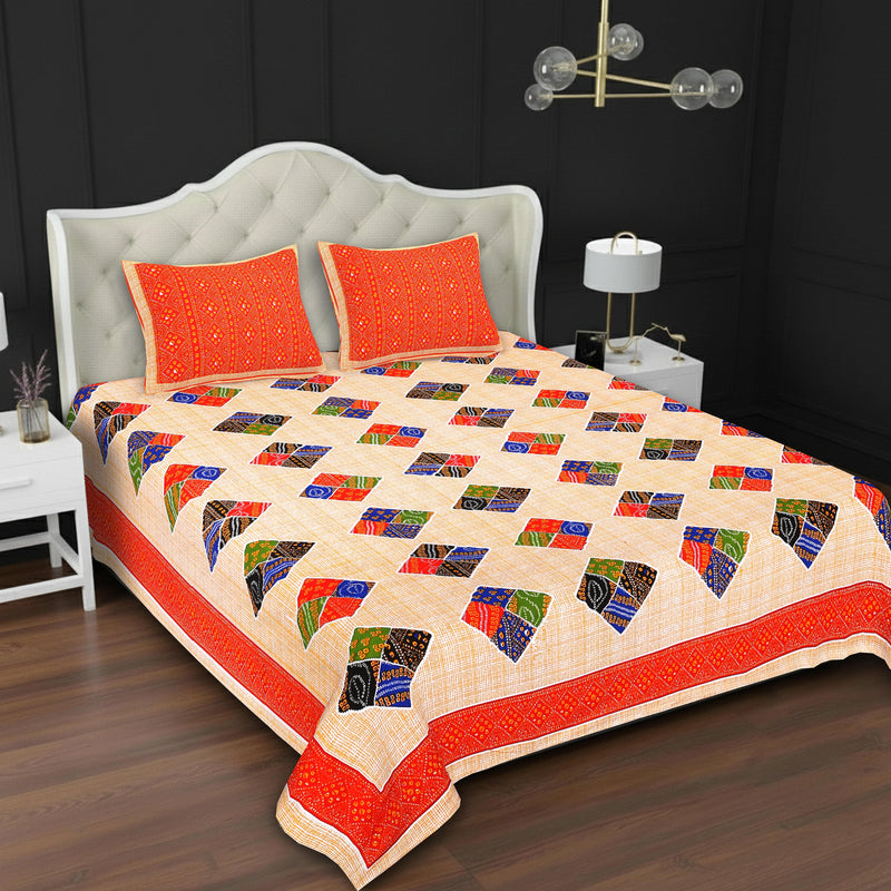 MAGICAL 240 TC King Size Cotton Flat Bedsheet with 2 Pillow Covers (Multicolor)