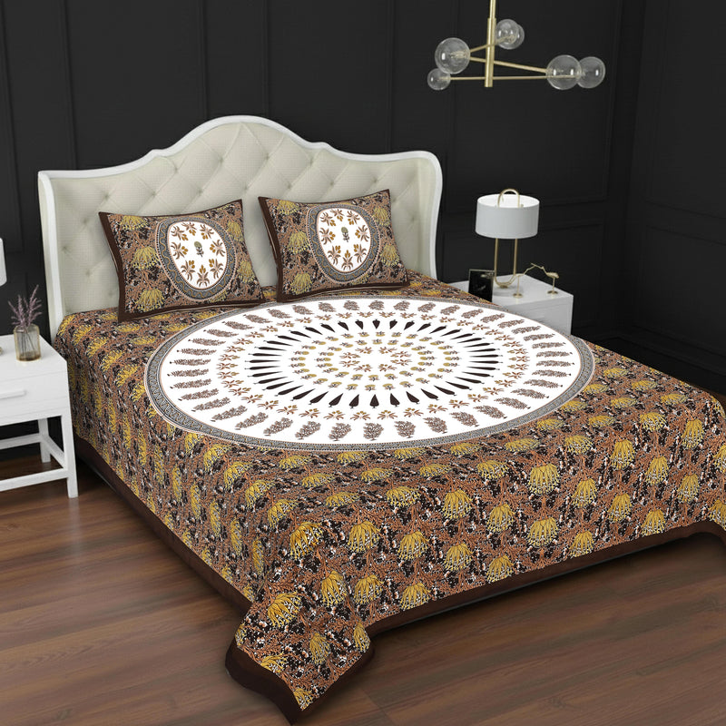 MAGICAL 240 TC King Size Cotton Flat Bedsheet with 2 Pillow Covers (Multicolor)