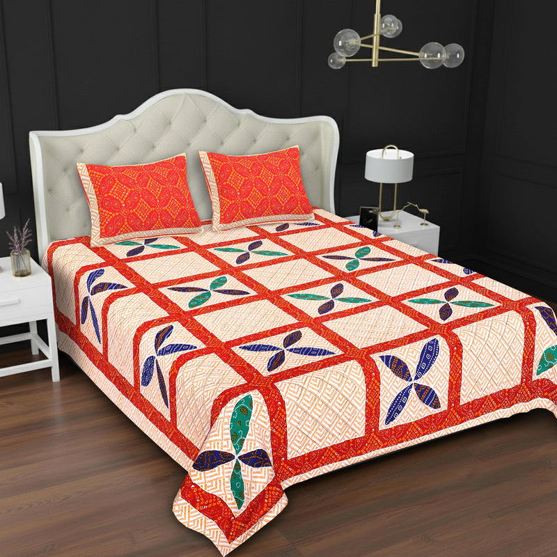 MAGICAL 240 TC King Size Cotton Flat Bedsheet with 2 Pillow Covers (Multicolor)