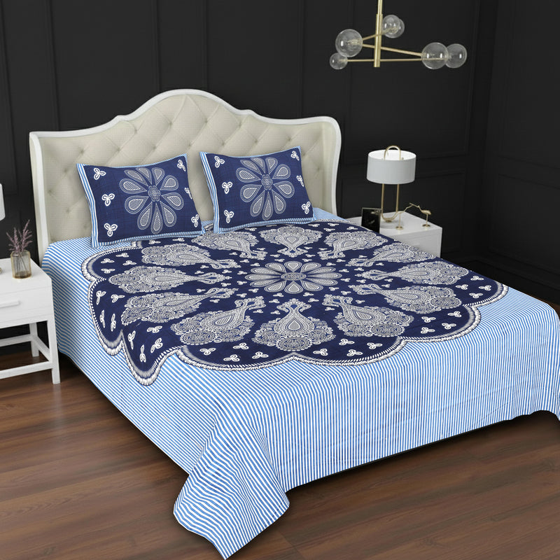 MAGICAL 240 TC King Size Cotton Flat Bedsheet with 2 Pillow Covers (Multicolor)