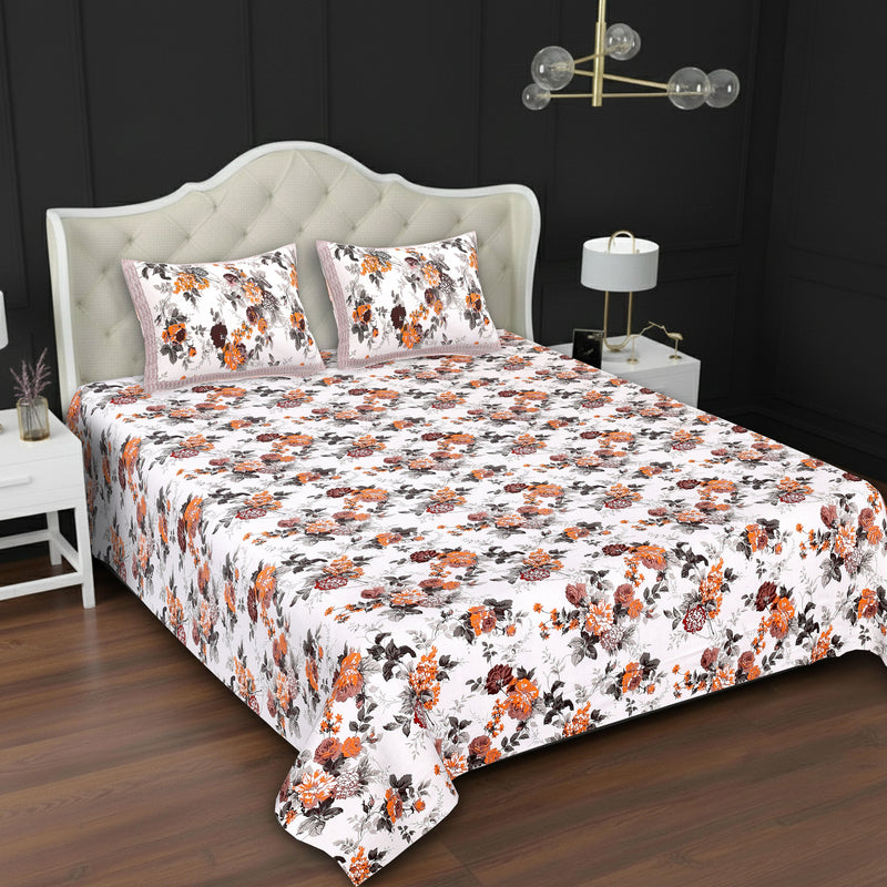 MAGICAL 240 TC King Size Cotton Flat Bedsheet with 2 Pillow Covers (Multicolor)