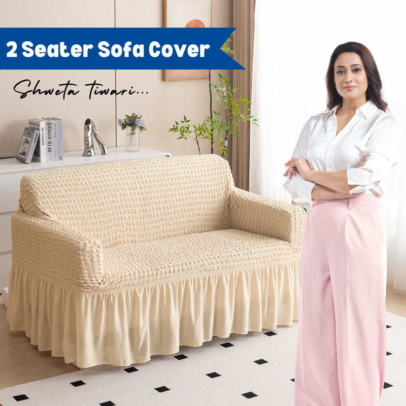 Premium Bubble Frill 2-Seater Sofa Cover