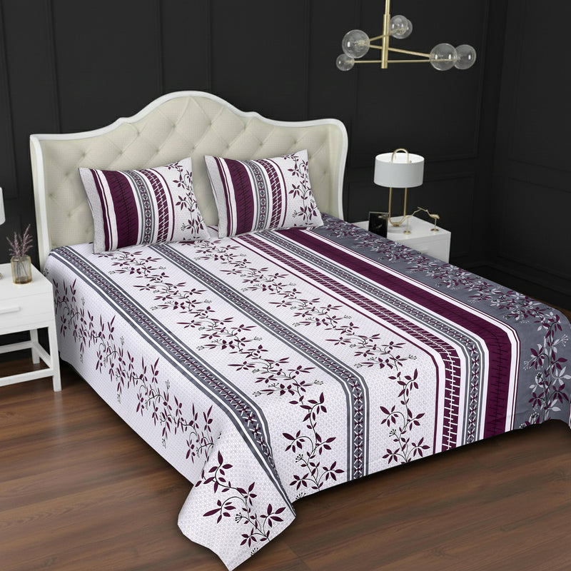 MAGICAL 240 TC King Size Cotton Flat Bedsheet with 2 Pillow Covers (Multicolor)