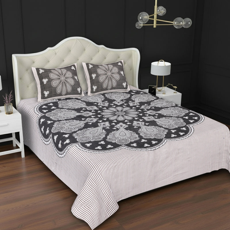 MAGICAL 240 TC King Size Cotton Flat Bedsheet with 2 Pillow Covers (Multicolor)