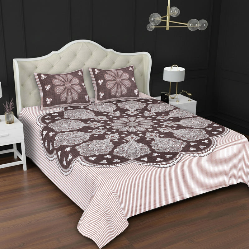 MAGICAL 240 TC King Size Cotton Flat Bedsheet with 2 Pillow Covers (Multicolor)