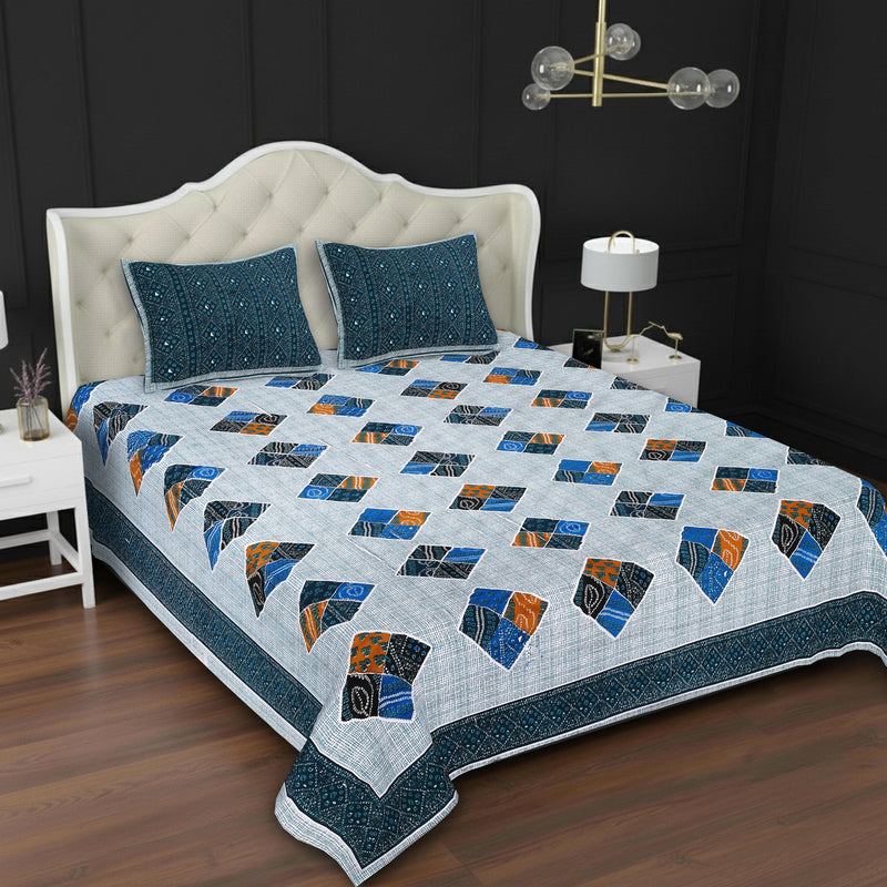 MAGICAL 240 TC King Size Cotton Flat Bedsheet with 2 Pillow Covers (Multicolor)