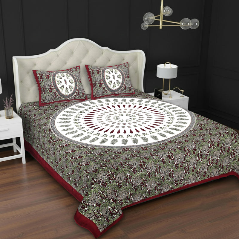MAGICAL 240 TC King Size Cotton Flat Bedsheet with 2 Pillow Covers (Multicolor) (Copy)