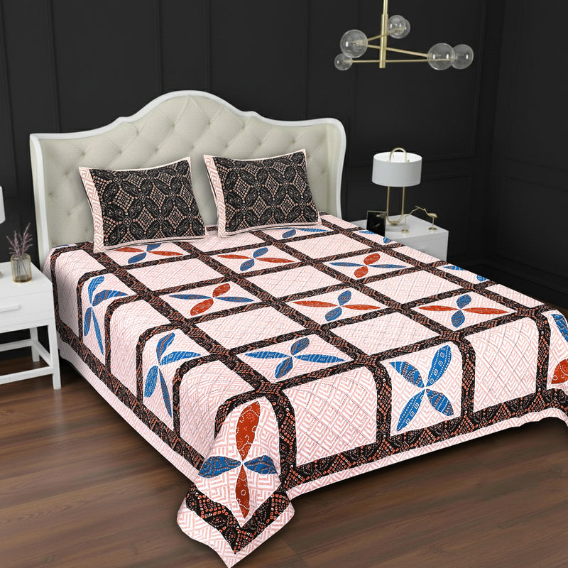 MAGICAL 240 TC King Size Cotton Flat Bedsheet with 2 Pillow Covers (Multicolor)