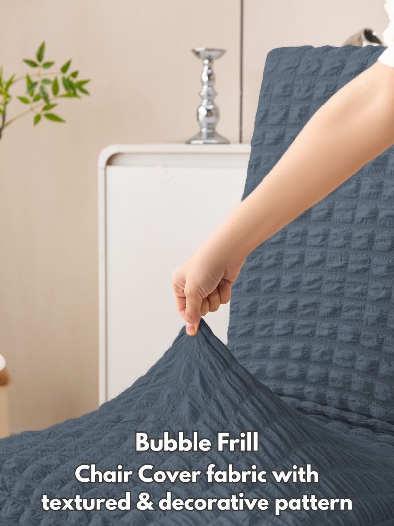1 Seater Bubble Frill Chair Cover | Stretchable Textured Chair Slipcover | 280 GSM
