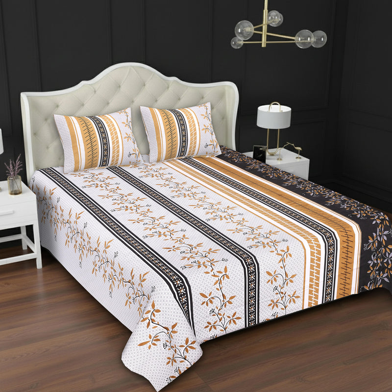 MAGICAL 240 TC King Size Cotton Flat Bedsheet with 2 Pillow Covers (Multicolor)