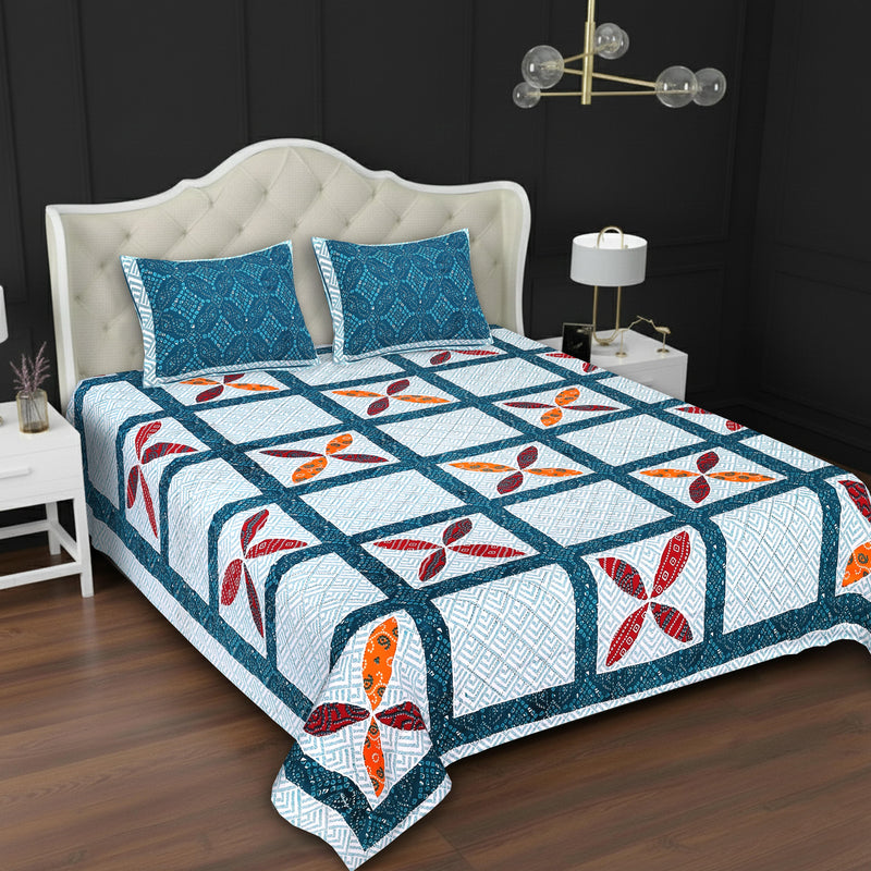 MAGICAL 240 TC King Size Cotton Flat Bedsheet with 2 Pillow Covers (Multicolor)