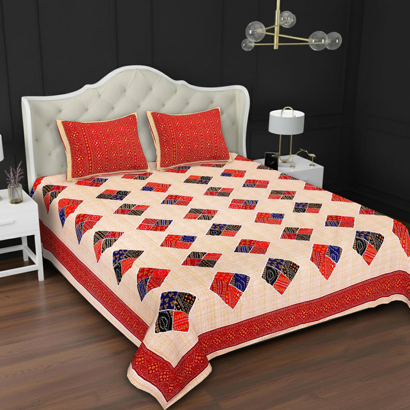 MAGICAL 240 TC King Size Cotton Flat Bedsheet with 2 Pillow Covers (Multicolor)