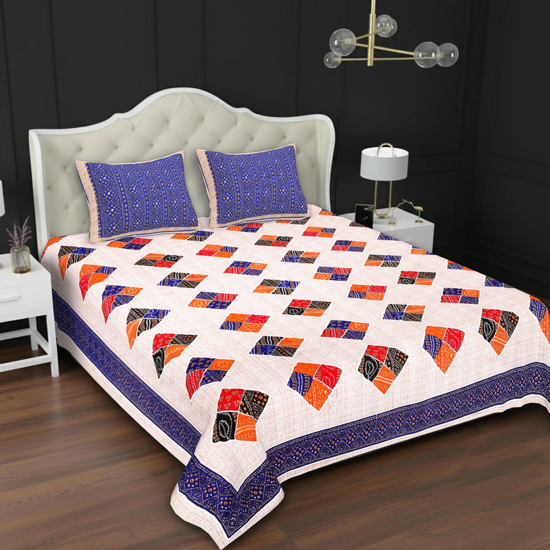 MAGICAL 240 TC King Size Cotton Flat Bedsheet with 2 Pillow Covers (Multicolor)