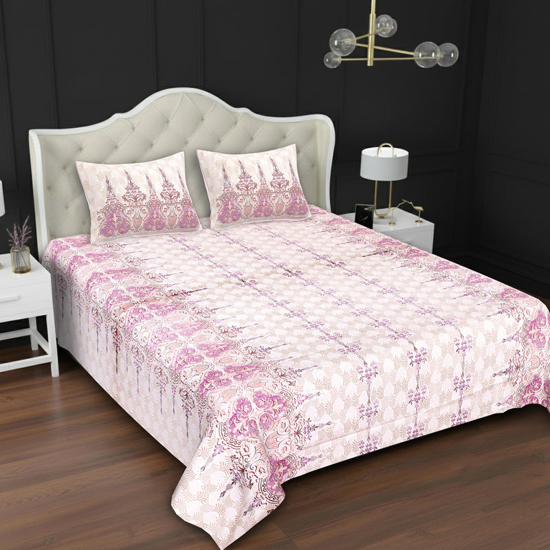 MAGICAL 240 TC King Size Cotton Flat Bedsheet with 2 Pillow Covers (Multicolor)