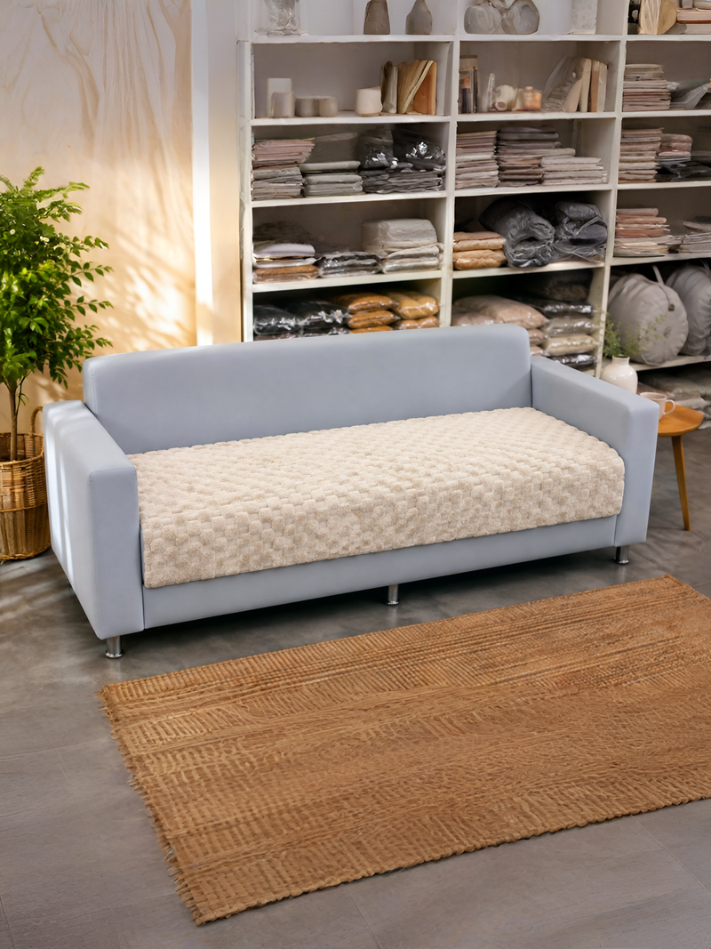 Pineapple Textured 3D Sofa Seat Cover (70 cm, Cream)