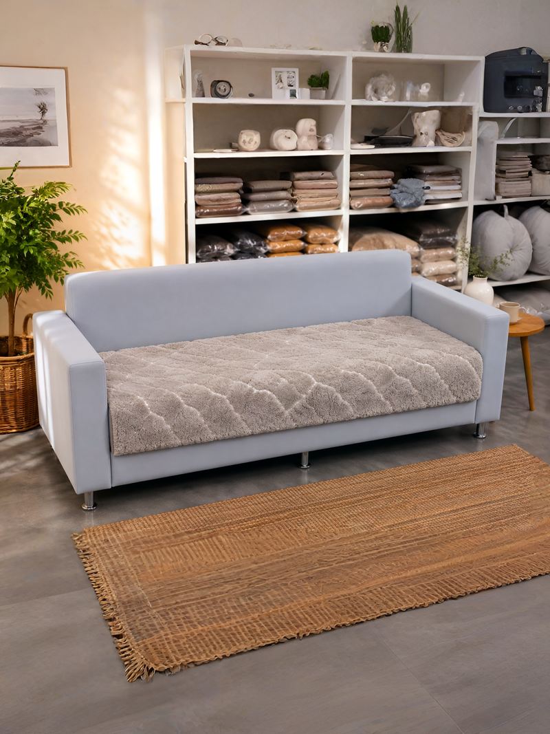 Silver Line Designer Sofa Cover D-108 (70 cm, Cream-Grey)