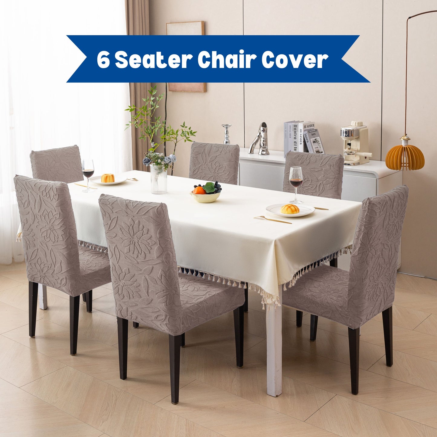 Knitted Jacquard Chair Cover | Stretchable Dining Chair Slipcover – Soft, Washable & Decorative