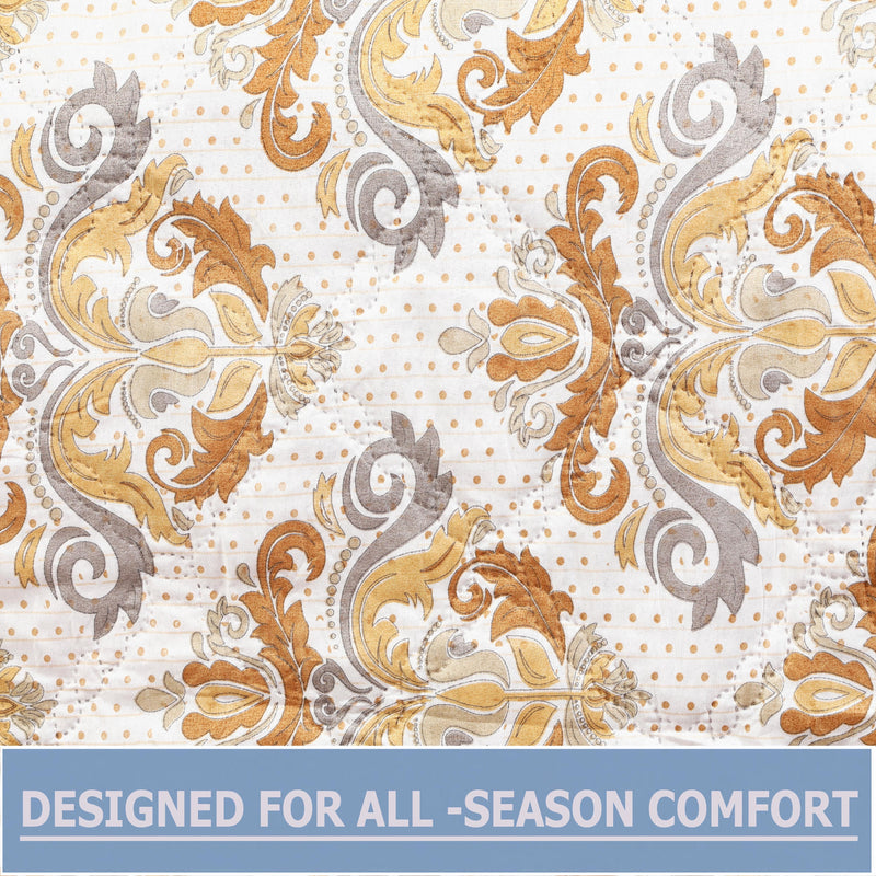 Premium Reversible Ethnic Print Comforter (Beige & Brown Floral Print)