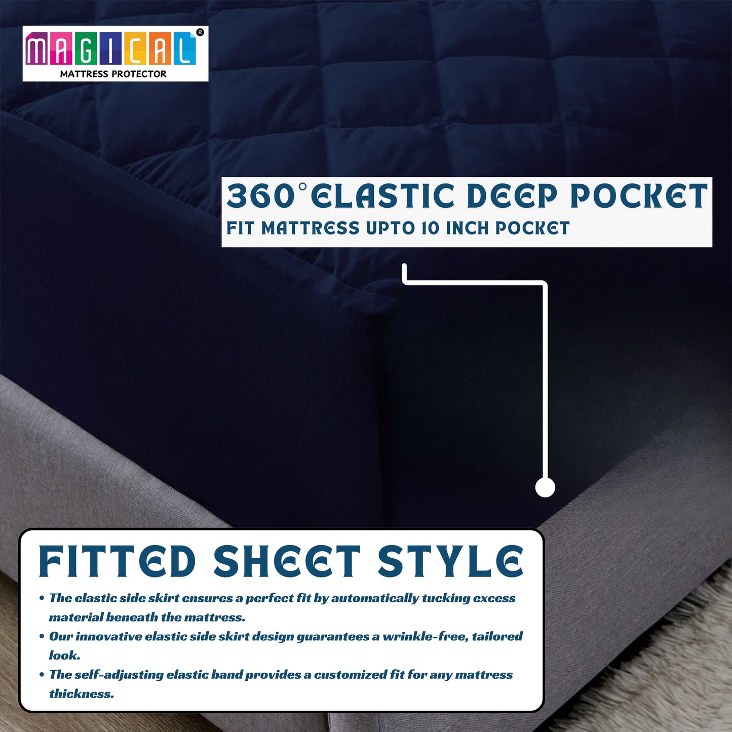 Bed Cover Quilted Navy Blue King