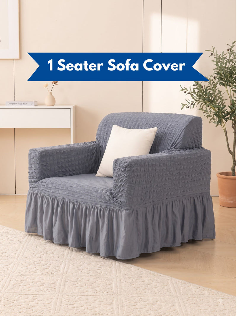 1 Seater Stretchable Sofa Cover | Premium Fitted Single Sofa Cover | Washable & Easy Fit