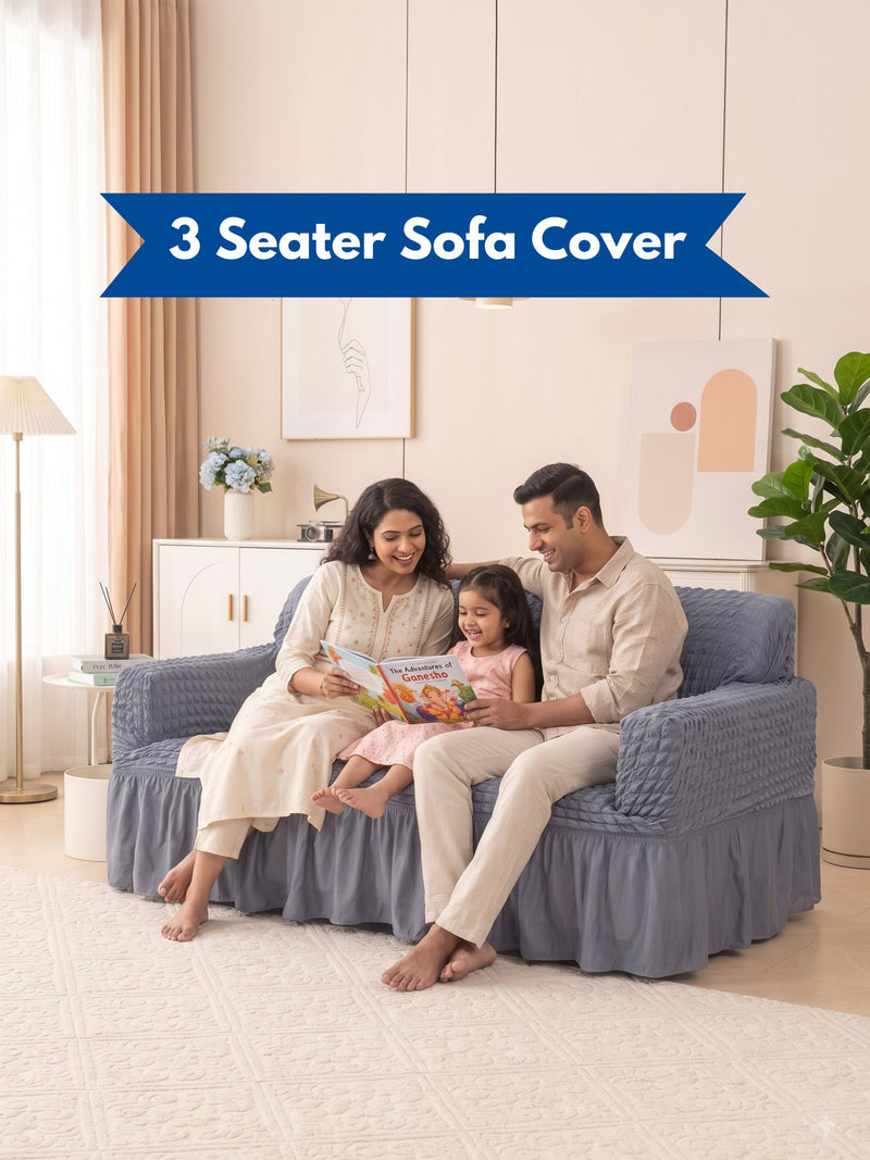 Teal Blue 3 Seater Stretchable Sofa Cover | Premium Fitted Sofa Cover | Magic In Home