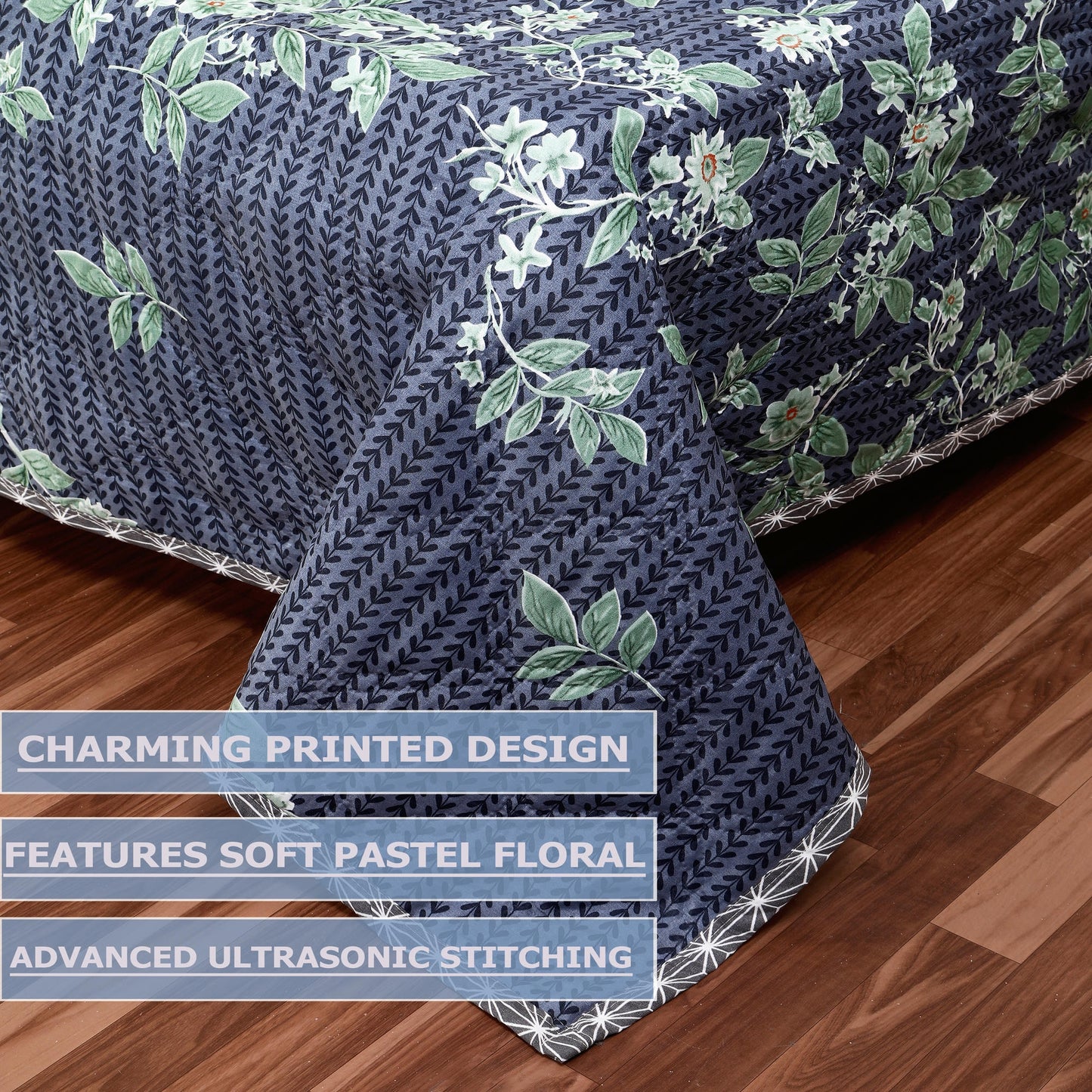 Premium Reversible Comforter for AC | Soft, Breathable & Fade-Resistant Bedding Set Midnight Leaf Weave