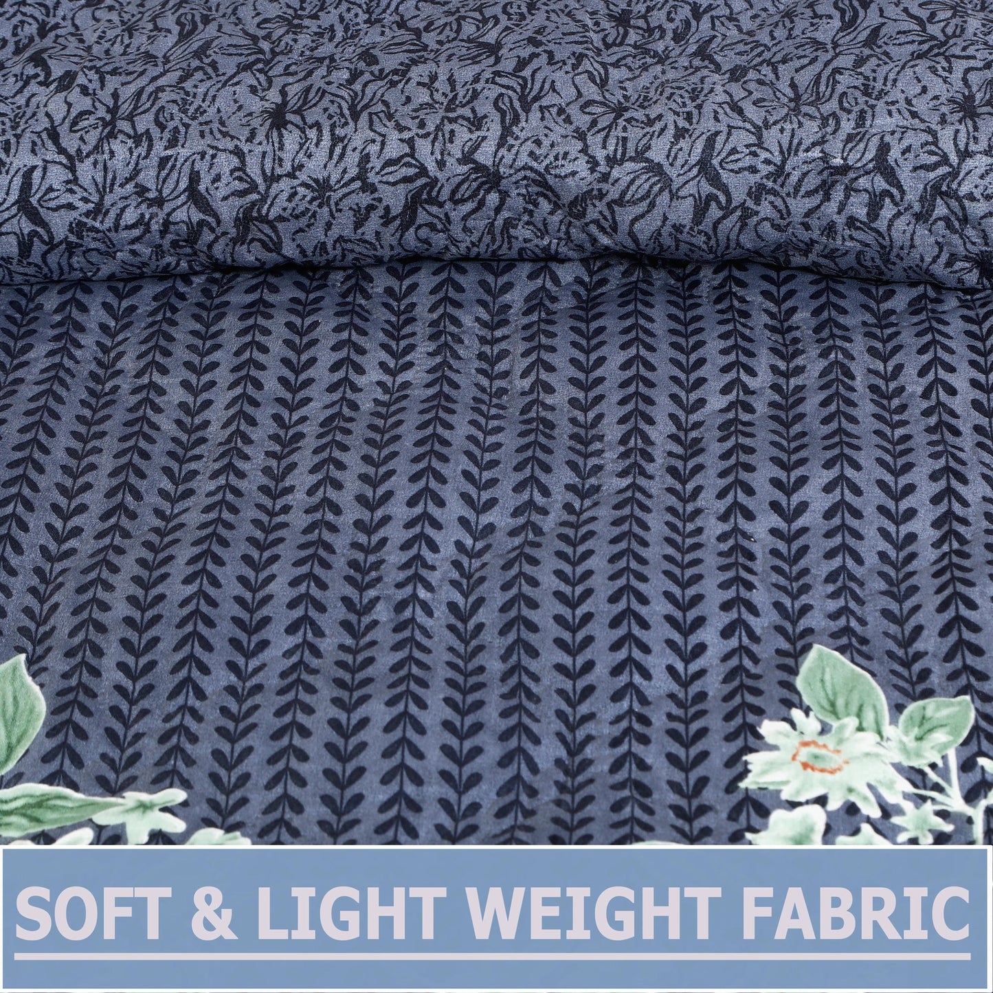 Premium Reversible Comforter for AC | Soft, Breathable & Fade-Resistant Bedding Set Midnight Leaf Weave