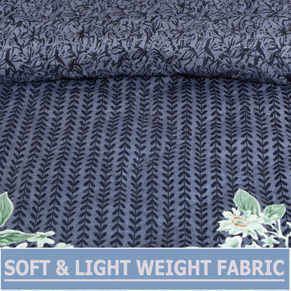 Premium Reversible Comforter for AC | Soft, Breathable & Fade-Resistant Bedding Set Midnight Leaf Weave