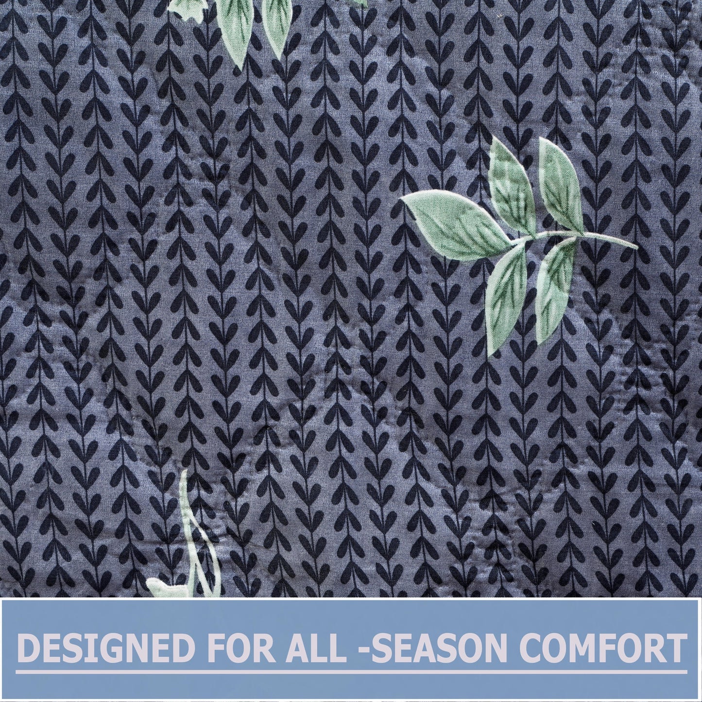 Premium Reversible Comforter for AC | Soft, Breathable & Fade-Resistant Bedding Set Midnight Leaf Weave