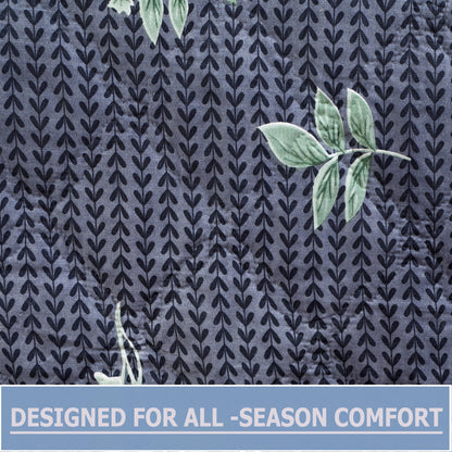Premium Reversible Comforter for AC | Soft, Breathable & Fade-Resistant Bedding Set Midnight Leaf Weave