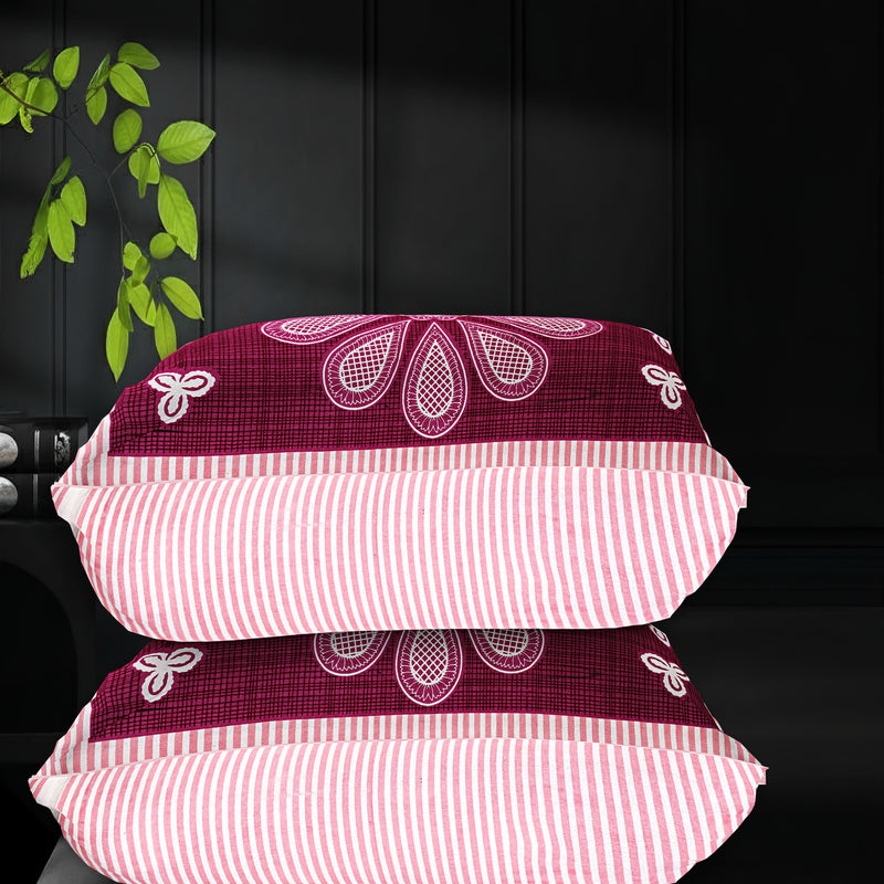 MAGICAL 240 TC King Size Cotton Flat Bedsheet with 2 Pillow Covers (Multicolor)
