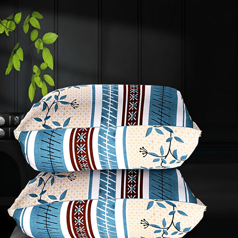 MAGICAL 240 TC King Size Cotton Flat Bedsheet with 2 Pillow Covers (Multicolor)