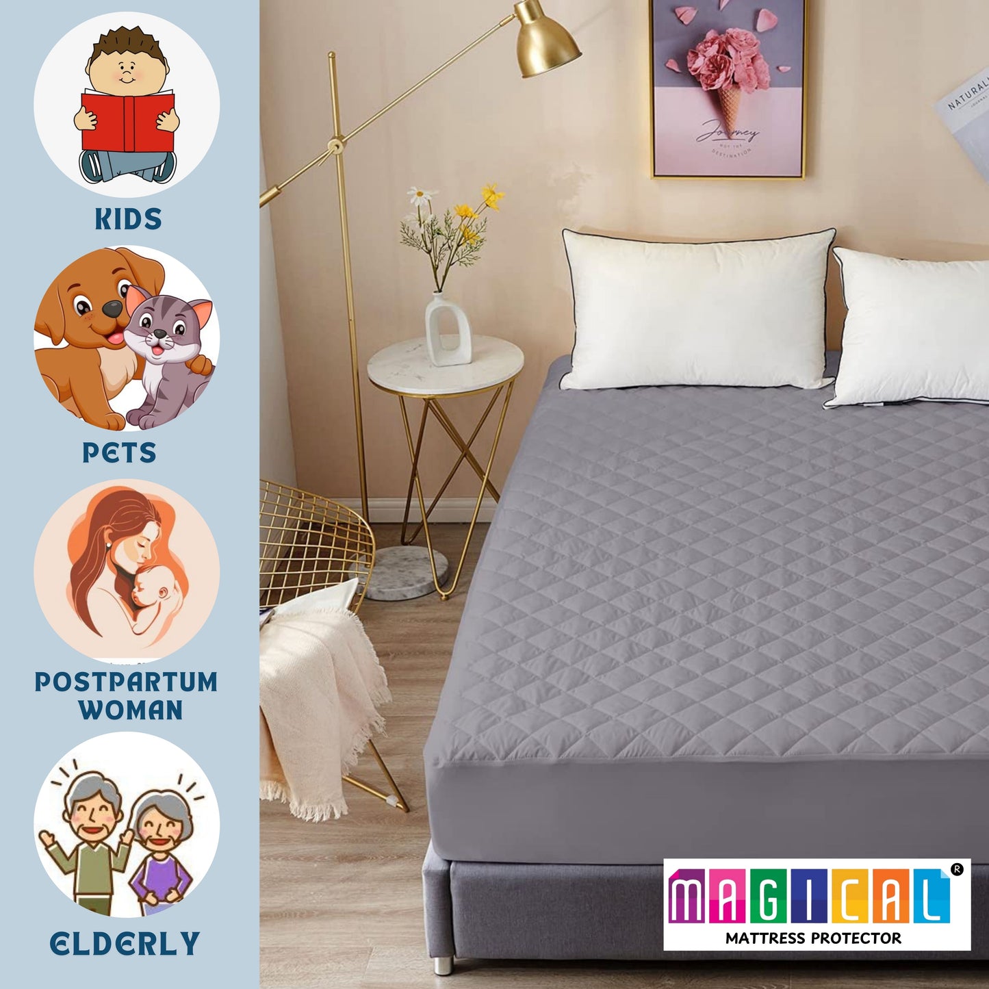 Bed Cover Quilted Grey King