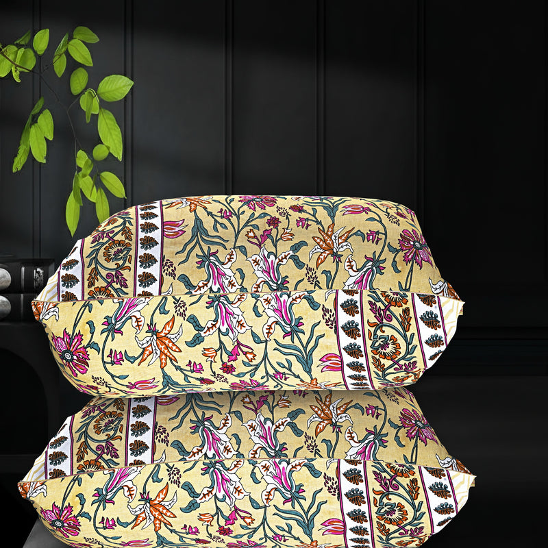 MAGICAL 240 TC King Size Cotton Flat Bedsheet with 2 Pillow Covers (Multicolor)