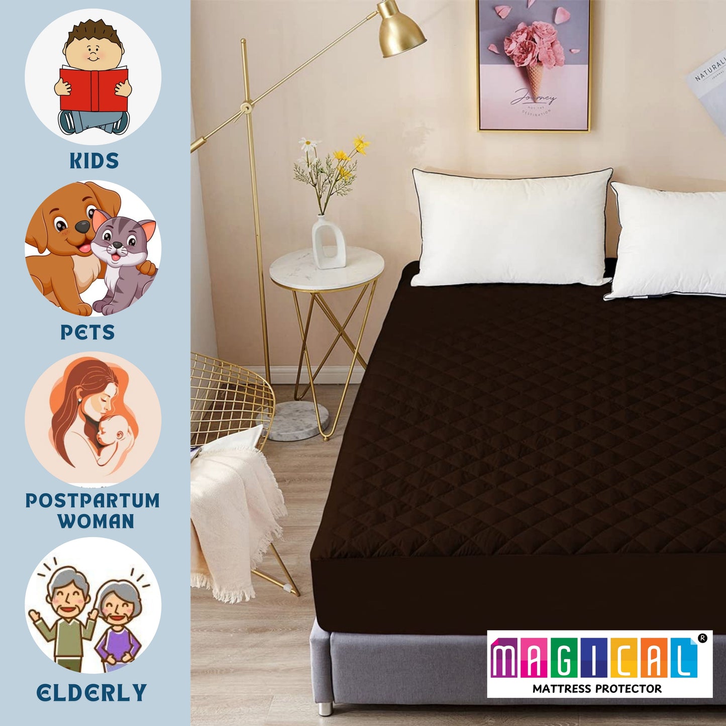 Bed Cover Quilted Brown King