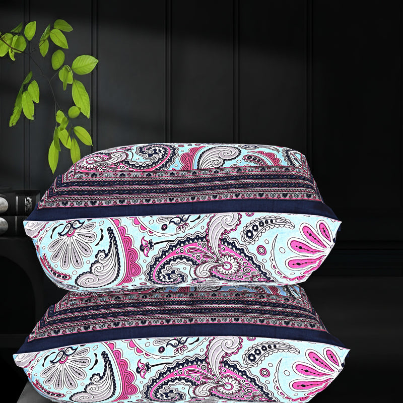 MAGICAL 240 TC King Size Cotton Flat Bedsheet with 2 Pillow Covers (Multicolor)