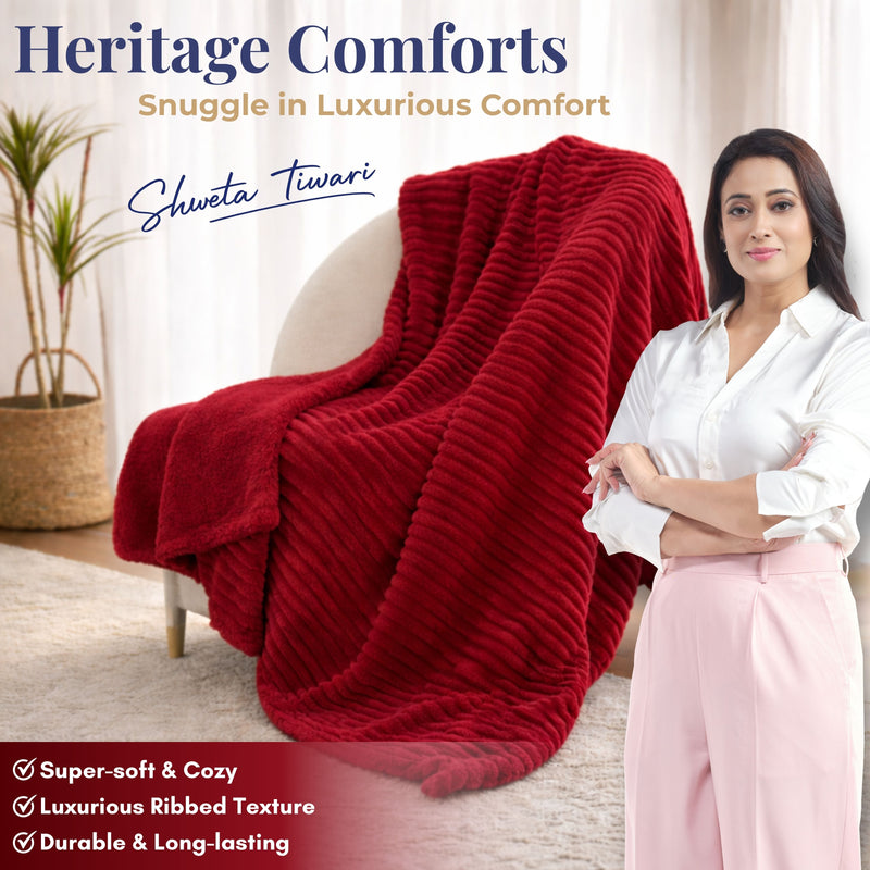 Heritage Luxurious Pencil Textured Blanket (Maroon)