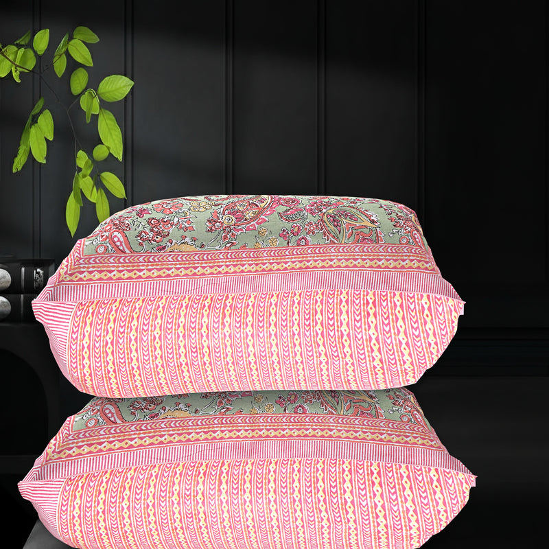 MAGICAL 240 TC King Size Cotton Flat Bedsheet with 2 Pillow Covers (Multicolor)
