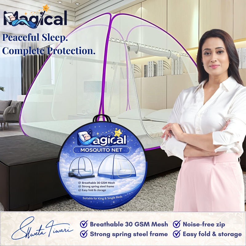 Magical Pop-Up Mattress Mosquito Net (Purple)