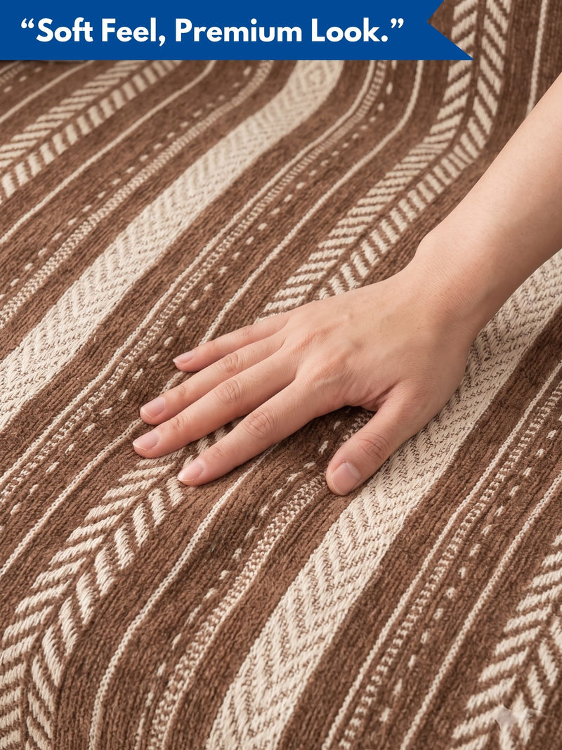 Luxury Ethnic Striped 3-Seater Sofa Protector Throw | Dust & Pet-Proof Couch Cover