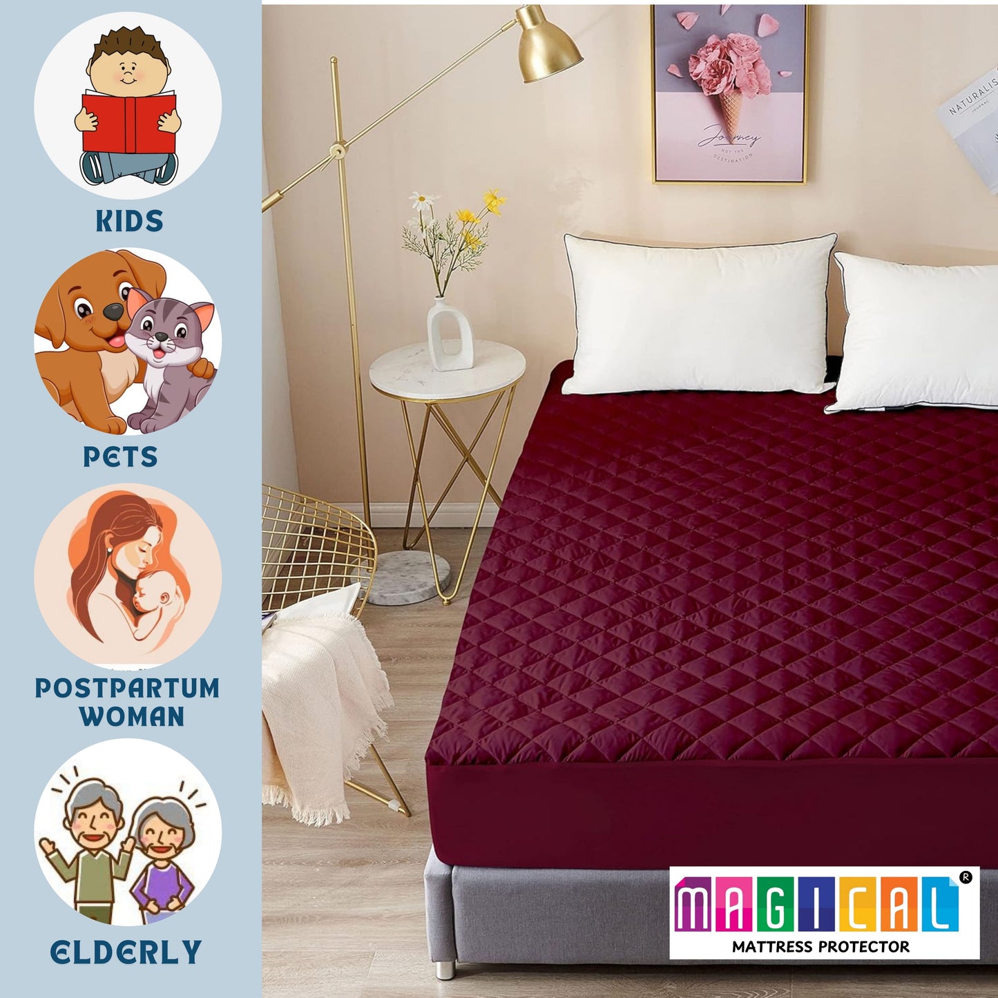 Bed Cover Quilted Maroon King