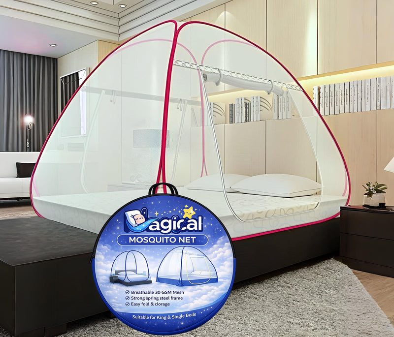 Magical Pop-Up Mattress Mosquito Net (Red)