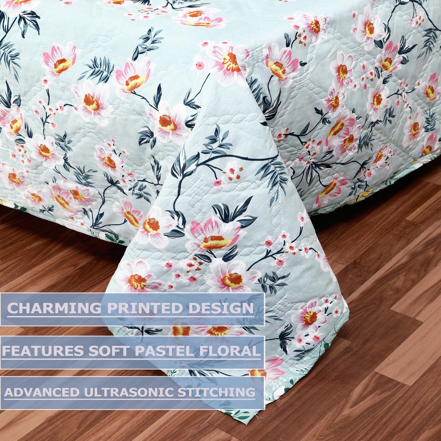 Premium Reversible Comforter for AC | Soft, Breathable & Fade-Resistant Bedding Set Pastel Flower