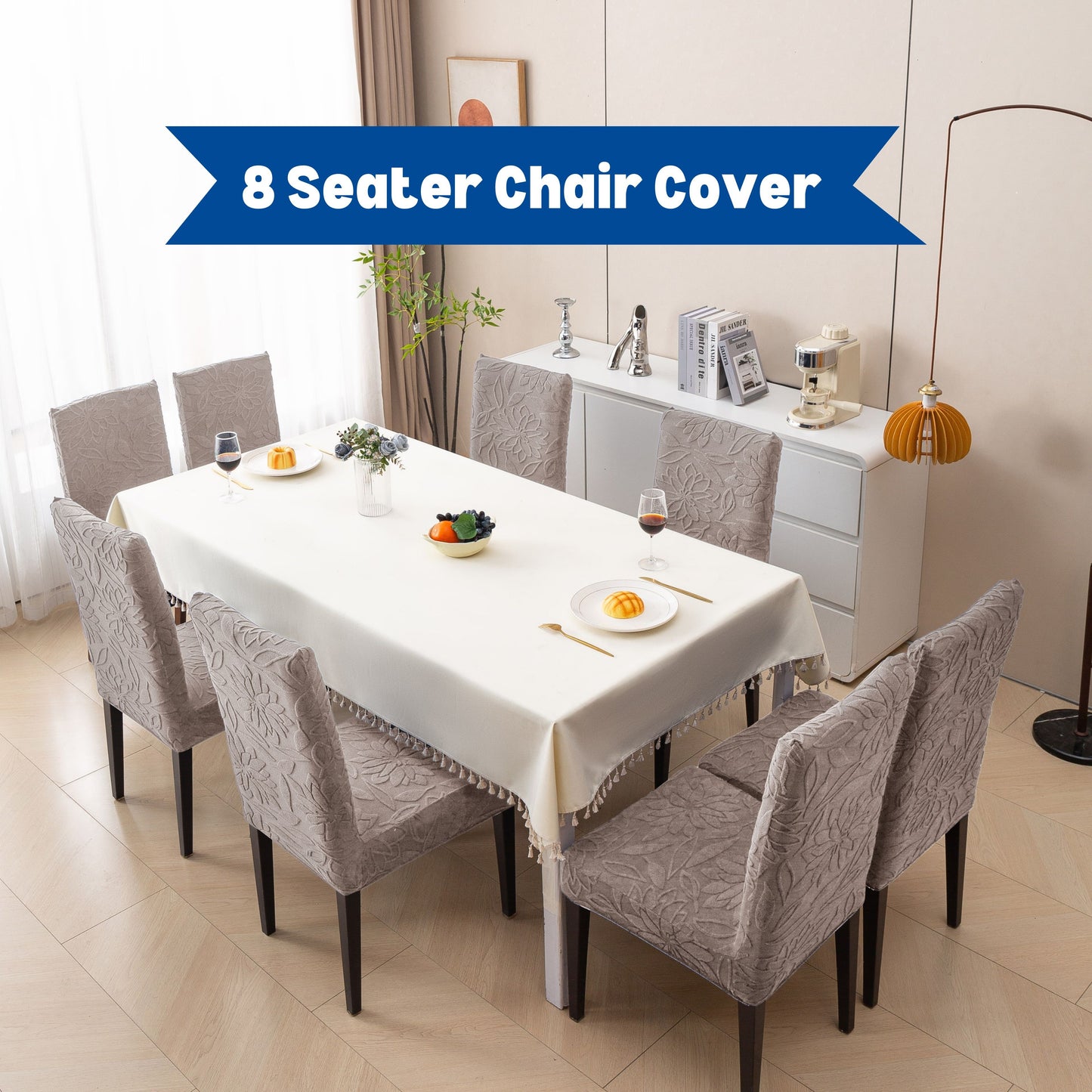 Knitted Jacquard Chair Cover | Stretchable Dining Chair Slipcover – Soft, Washable & Decorative
