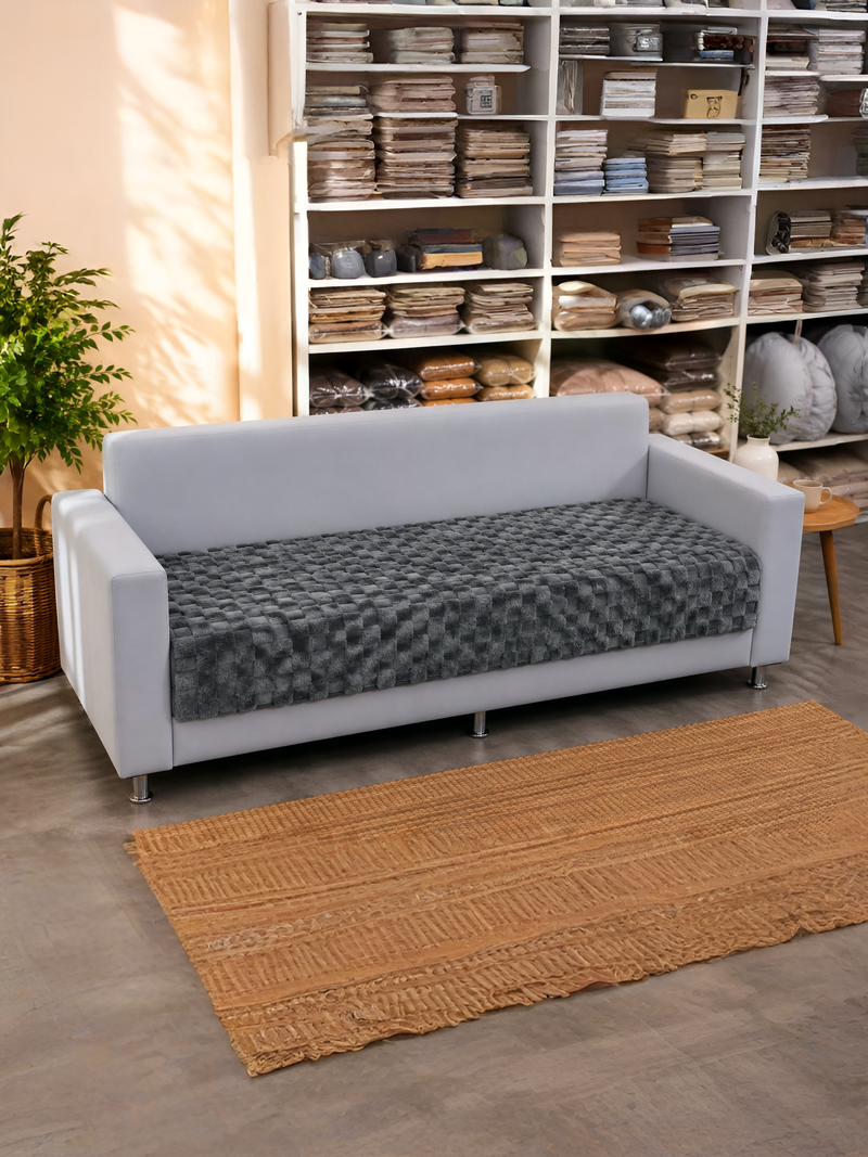 Extra Wide Pineapple Textured 3D Sofa Cover (90 cm, Dark Grey)
