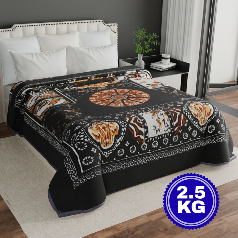 Luxury Modern Printed King Blanket 2.5 kg (Premium Black)